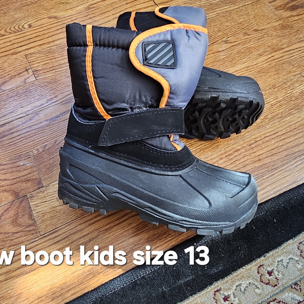 Kids Black and Orange Winter Boots